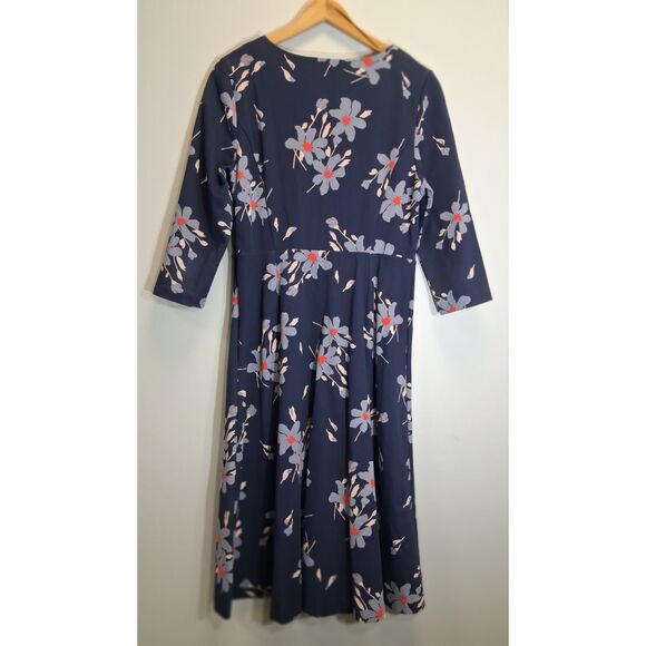 Boden womens size 12L shift dress blue midi which stretch cotton blend - Picture 4 of 9